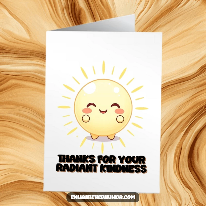 Funny Free Printable Thank You Card of a happy glowing orb radiating peaceful energy, a warm way to say thanks.