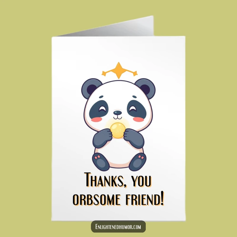 Free Printable Thank You Panda Card: Funny Orb Balancing Downloadable Appreciation Gift