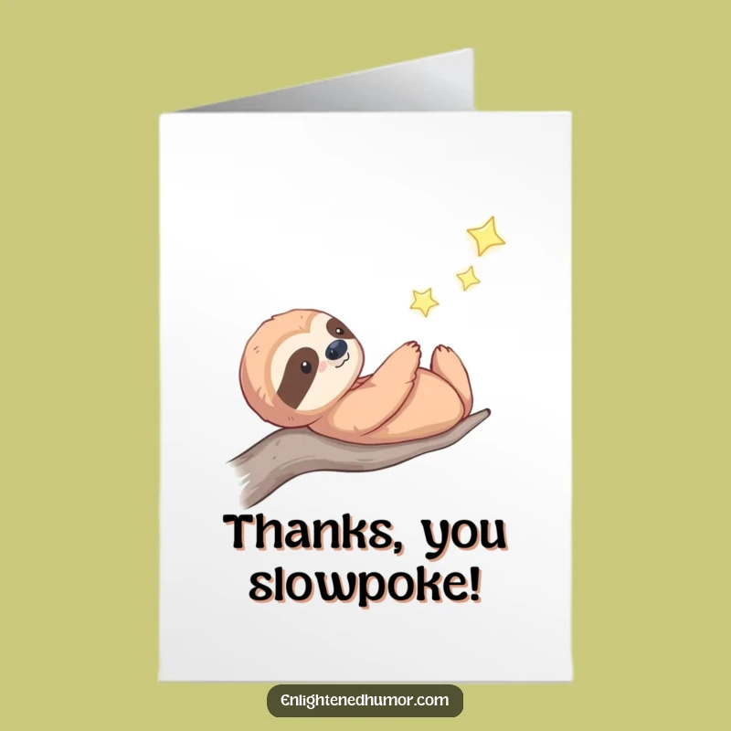 Free Printable Thank You Sloth Card: Funny Star Gazing Downloadable Gratitude