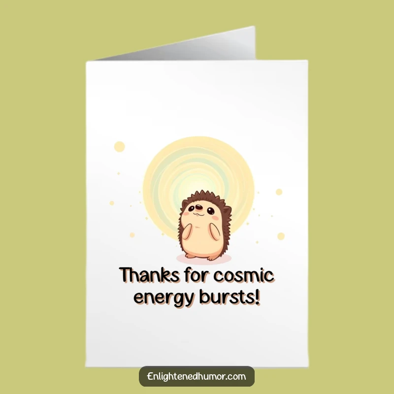 Free Printable Thanks Card: Hedgehog Cosmic Vortex Gratitude Funny Downloadable Gift