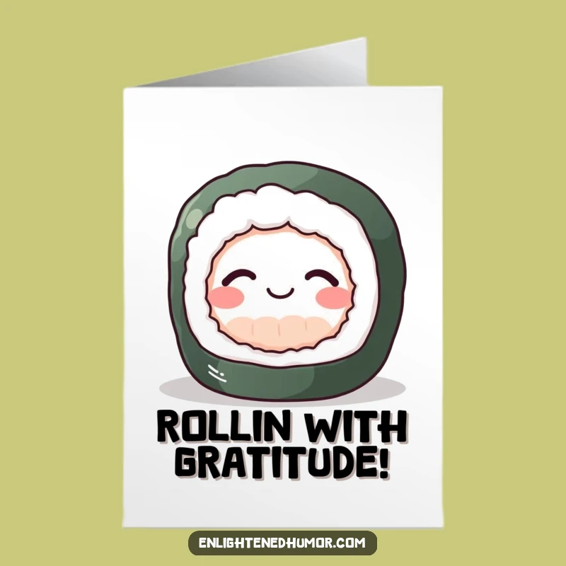 Free Printable Thank You Card: Perky Sushi Roll with a Smile of Gratitude