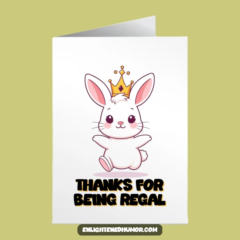 Free Printable Royal Bunny Thank You Card: Humorous Crown Ecard Downloadable