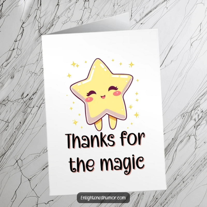 Funny Free Printable Thank You Card featuring a winking star dissolving into sparkles, conveying heartfelt thanks.