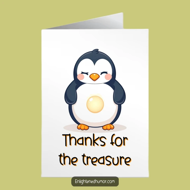 Free Printable Winking Penguin Thank You Card: Humorous Pearl Ecard Downloadable