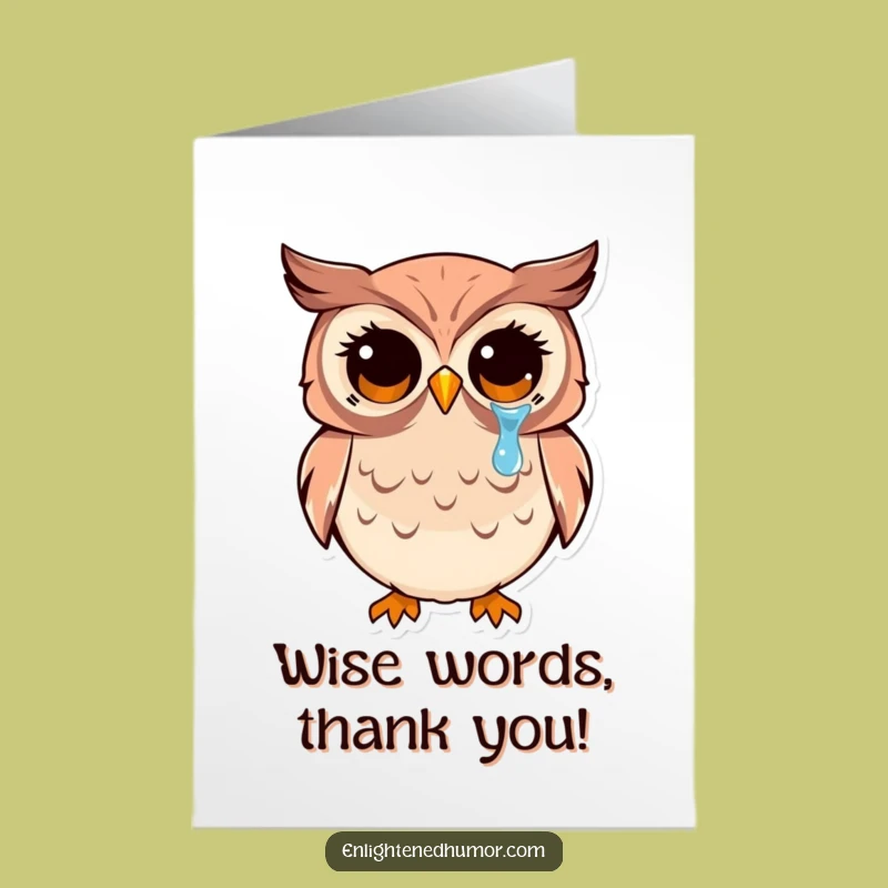 Free Printable Thank You Card: Joyful Owl Tear - Easy Downloadable Gift