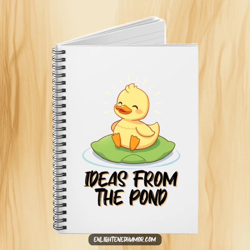 Funny Content Duck Notebook: Notebook with a glowing content duck on a lily pad, radiating peace and ideas. Great funny gift.
