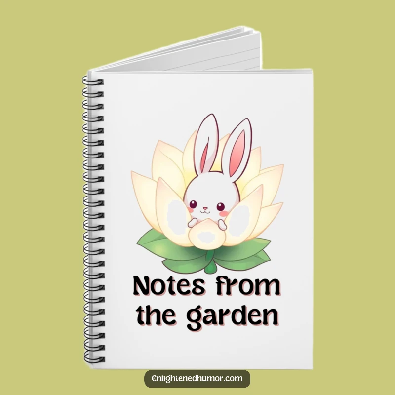 Funny Curious Bunny Lotus Notebook - Whimsical Journal for Peaceful Thoughts