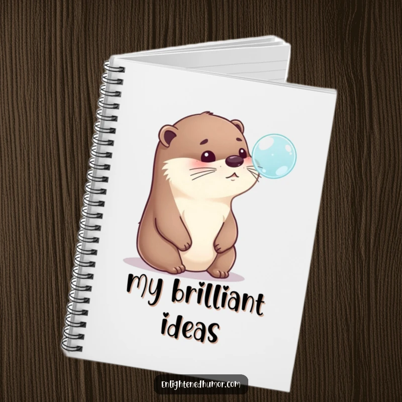 Funny Otter Notebook: A lined notebook featuring a playful otter humorously lost in thought, contemplating a bubble, perfect for funny gift ideas.
