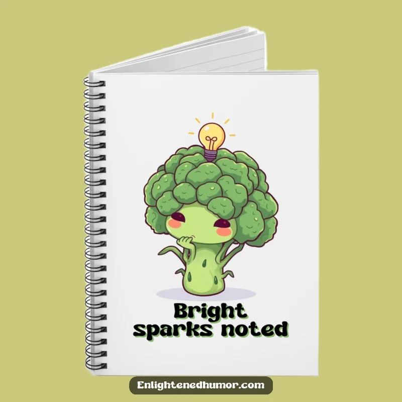 Funny Thoughtful Broccoli Lightbulb Notebook - Journal Your Brightest Ideas Gift
