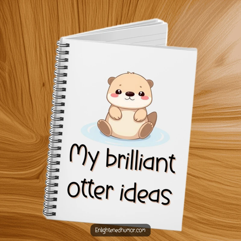 Funny tiny kawaii otter notebook featuring a serene character floating on its back in light, ideal for journaling and gifting.