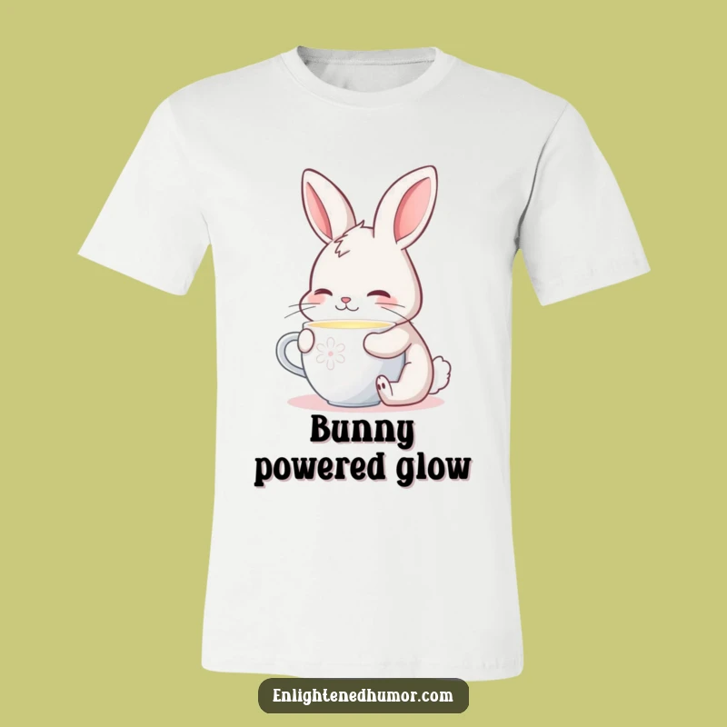 Funny Contented Bunny T-Shirt: Cozy Glow Apparel for Relaxation