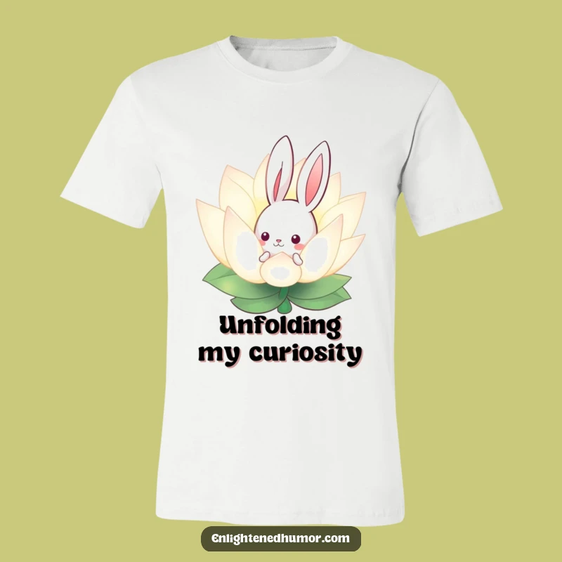 Funny Curious Bunny Lotus T-Shirt - Whimsical Character Tee for Calm Vibes