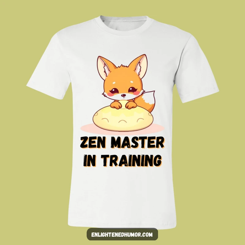 Funny Kawaii Fox T-Shirt: Curious Yogi Fox Peeking, Hilarious Zen Comfort Tee