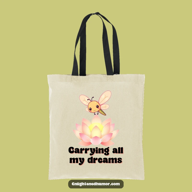 Funny Kawaii Dragonfly Tote Bag: Radiant Lotus Carry-All, Cute Gift