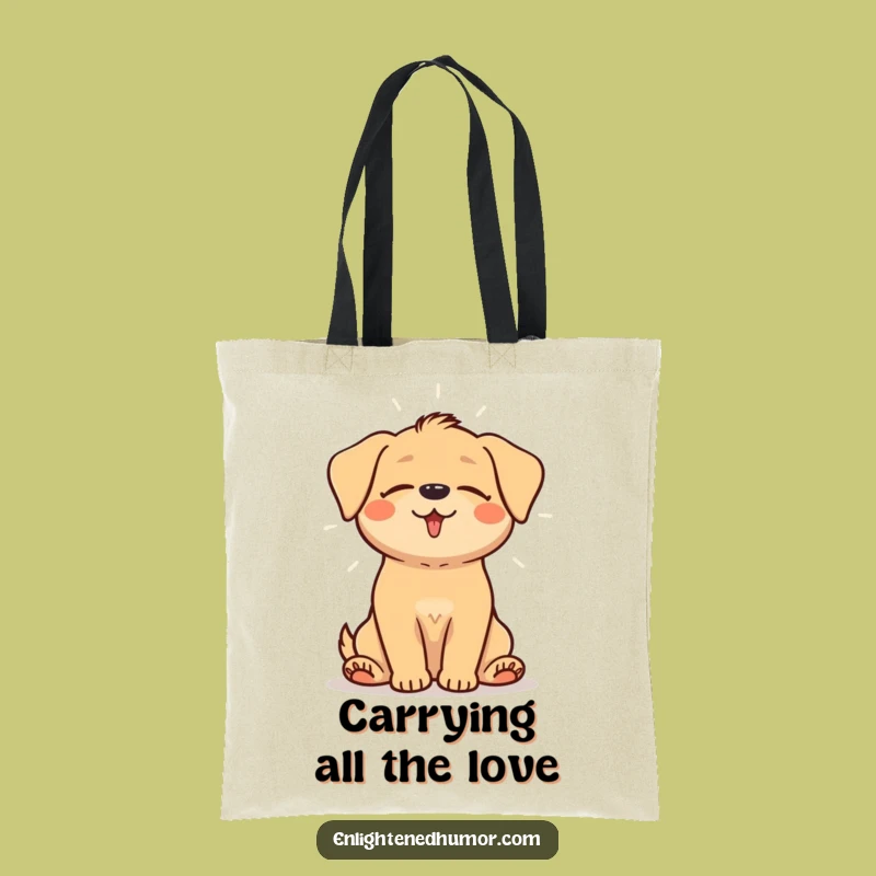 Funny Happy Dog Tote Bag: Carry Your Peaceful Vibes Everywhere