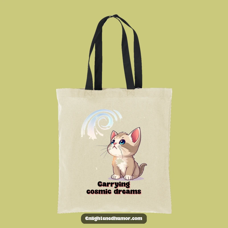 Funny Curious Kitten Tote Bag: Carry Your Cosmic Dreams with Style