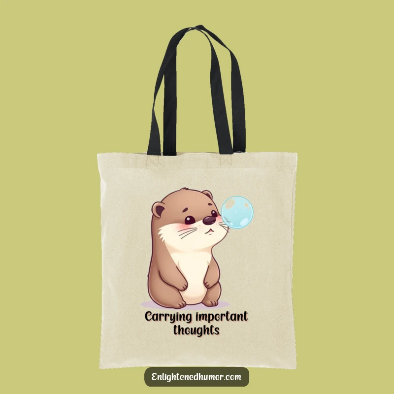 Funny Otter Tote Bag: Playful Bubble Contemplation, Stylish & Hilarious Gift Tote