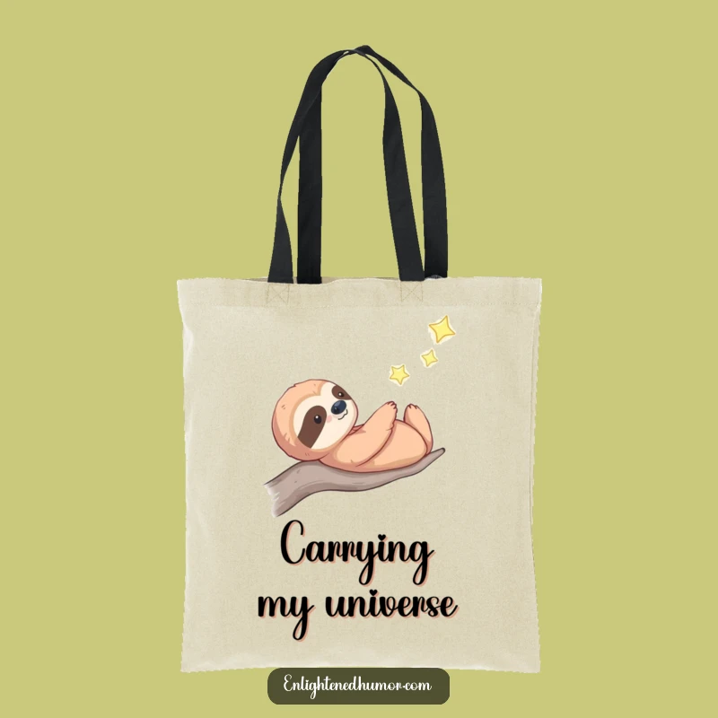 Funny Celestial Sloth Tote Bag: Star Gazing Style - Thoughtful Cosmic Carry-All