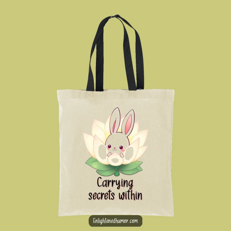 Funny Curious Bunny Lotus Tote Bag - Whimsical Carryall for Everyday Zen