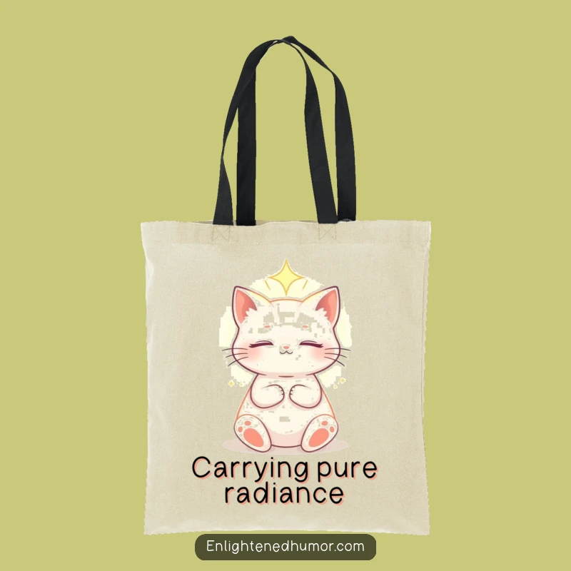 Funny Celestial Cat Tote Bag: Ethereal Light Chic - Cosmic Carry-All Gift