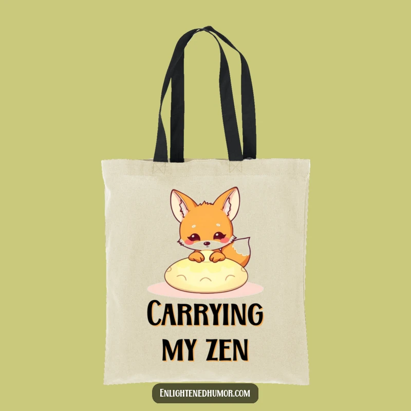 Funny Kawaii Fox Tote Bag: Zen Peeking Fox, Stylish and Hilarious Spiritual Accessory