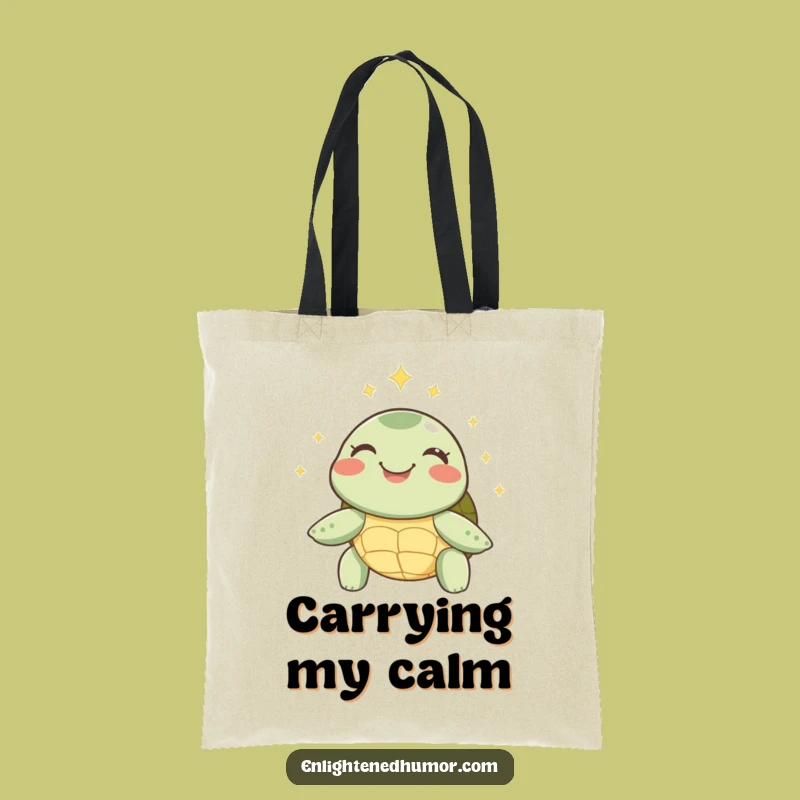 Funny Turtle Tote Bag: Inner Peace Charm, Sparkly Halo, Everyday Calm Gift